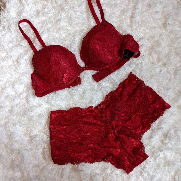 [2/$40] NWOT (34A) - H&M Red Lace Set - Picture 1 of 5
